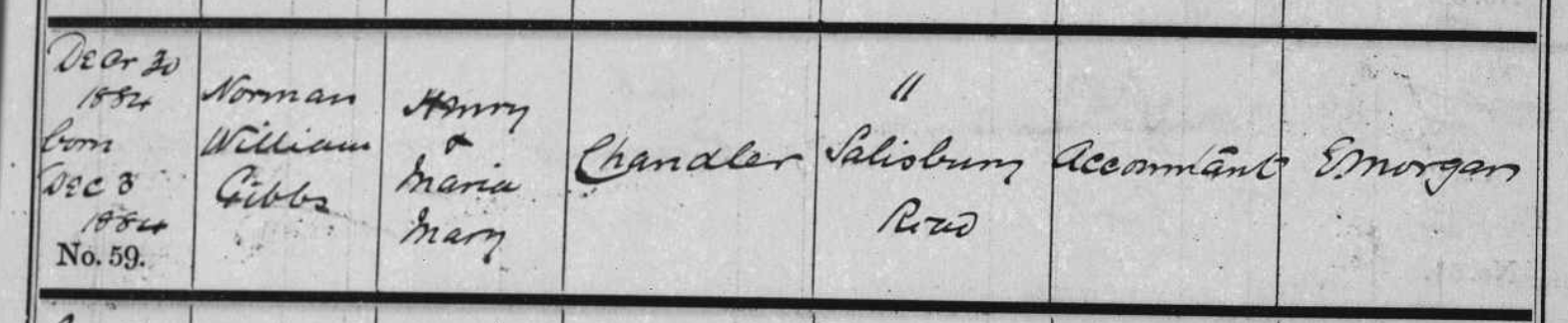 Norman William Gibbs CHANDLER, 30 Dec 1884